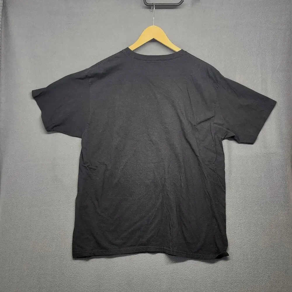 Adidas Mens XL Black Graphic T Shirt Three Stripe Life Orange Logo Tee